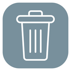 Minimalist Line Art Dustbin Rounded Square Icon