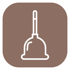 Minimalist Line Art Plunger Rounded Square Icon