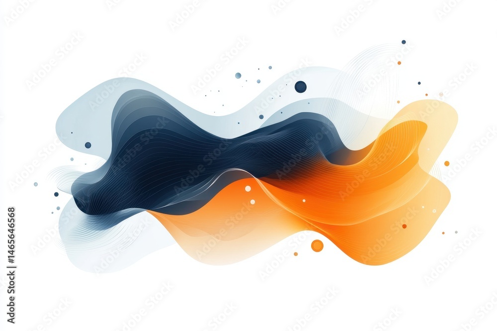 Poster colorful abstract design with flowing waves and swirling shapes against a white background, created 