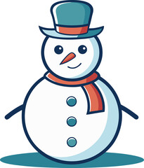 Elegant Snowman Vector in Minimalist Line Art Style with Subtle Shadows.
