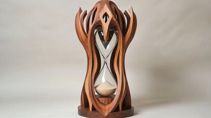 Ornate wooden hourglass, intricate design
