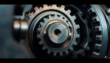 close up of a metal gear wheel