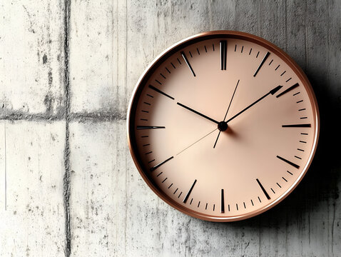 Round wall clock on grey background
