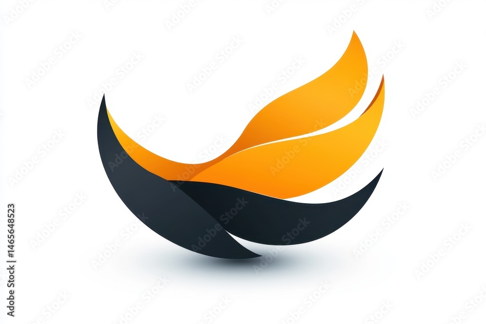 Aufkleber modern abstract design featuring flowing shapes in orange and black, symbolizing energy and motion i