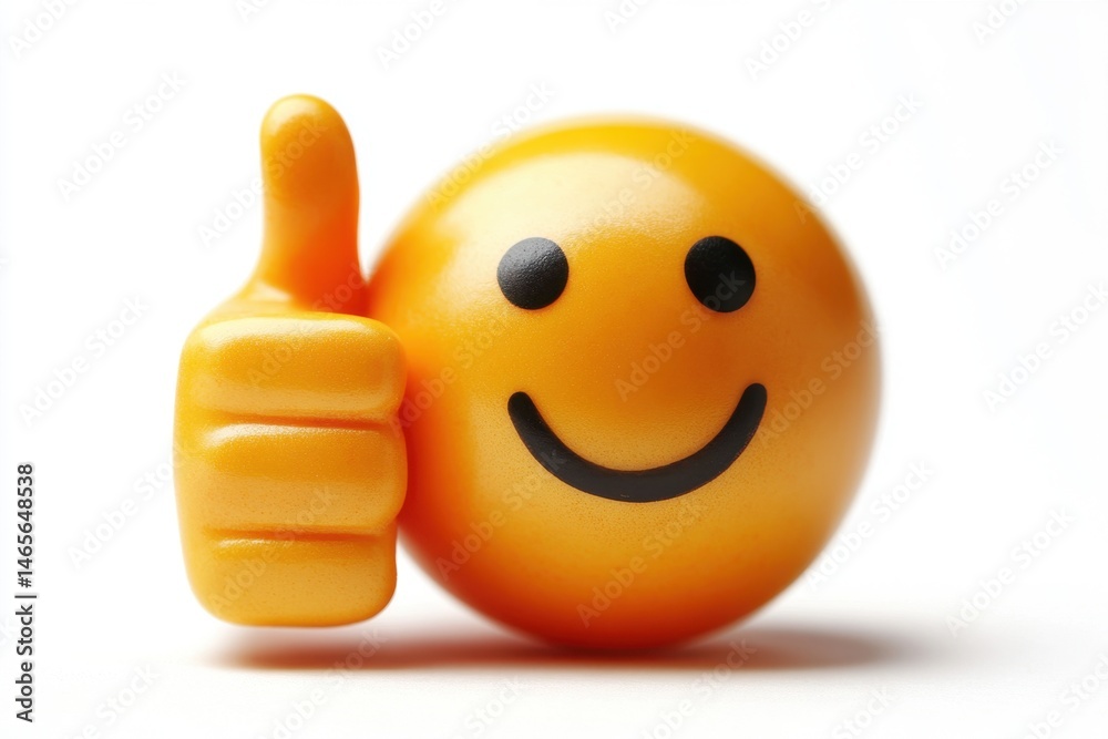 Poster Cheerful cartoon character with a thumbs up gesture expressing positivity, ideal for friendly and uplifting contexts