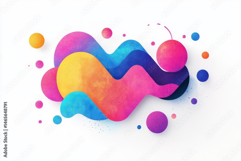 Poster Vibrant abstract shapes and colors create a dynamic composition on a white background showcasing creativity and artistic expression