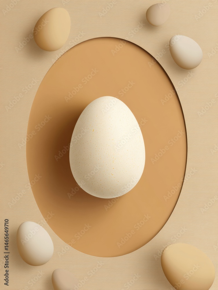 Leinwandbilder eggshell tone with rounded logo frame highlights a single prominent egg centered among smaller surro