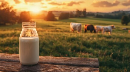 Tranquil farm life fresh milk amidst pastoral cows