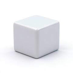 Isolated white cube object on a plain background.