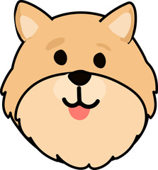 Yorkshire terrier face flat color cartoon dog face vector illustration