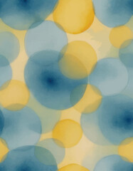 Abstract Flowing Watercolor in Blue and Yellow