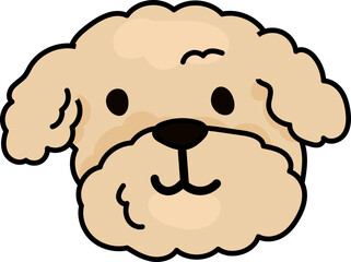 Labradoodle dog face flat color cartoon dog face vector illustration