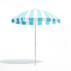 Fototapeta premium Striped beach umbrella isolated on white background