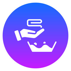 Bold Glyph Hand Washing Clothes Gradient Circle Icon