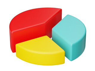 colorful 3d pie chart icon illustration isolated on transparent background
