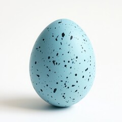 Speckled light blue egg isolated on a white background