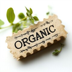 Wooden Organic Seal for Product Packaging Label, Agriculture and Food Business Stamp, Isolated Natural Certification Logo Design Element