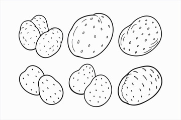 set of potato line art vector illustration.