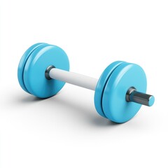 Light blue dumbbell isolated on white background.
