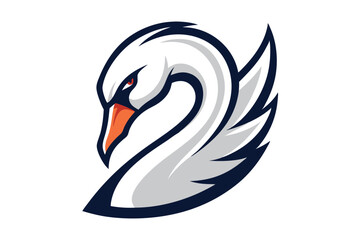 Fierce white swan mascot displays elegant strength within its streamlined and formidable form