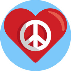 A heart shape featuring a peace symbol in the center, symbolizing love and nonviolence.