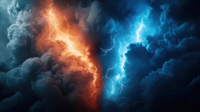 Mythical clash of perun and veles amidst dramatic lightning storm