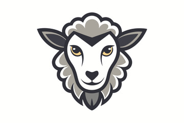 sheep head reveals wooly texture and striking yellow eyes on clear background