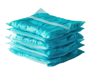 Packaging blue powder products in industrial settings professional view isolated on transparent background