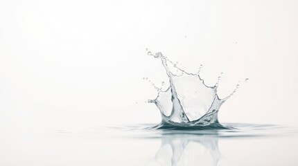 Clear Water Splash on White Background with Ripple Effect