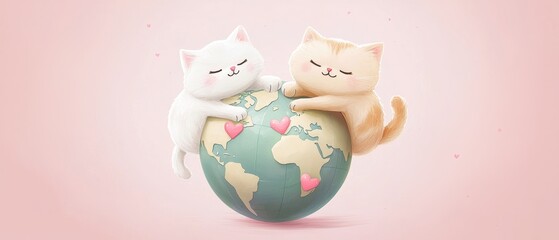 Whimsical cats unite a playful celebration of love and connection