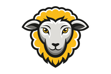 Detailed sheep head mascot sports logo with yellow wool is visually bold
