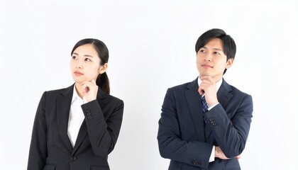 考えるビジネスウーマン ビジネスマン