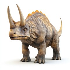 Fototapeta premium Prehistoric creature, showcasing a ceratopsian dinosaur.