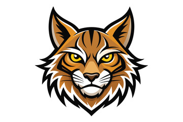 Detailed bobcat face emblem displays fierce yellow eyes and striped head fur prominently