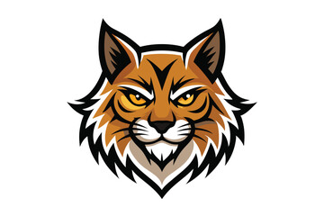 Obraz premium A captivating bobcat head shows piercing yellow eyes with a focused and fierce expression