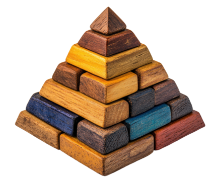 Creative interactive pyramid building challenge fun educational activity isolated on transparent background