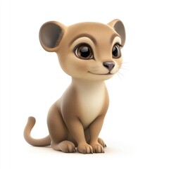 Naklejka premium Cute cartoon cheetah cub, rendered in 3D.