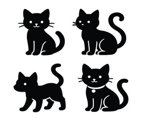 Fototapeta premium Modern Cat Clipart Collection, Playful Puppy Figures, Vector Pet Designs