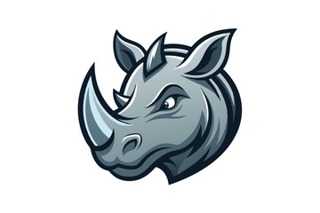 rhinoceros head mascot showcases a powerful, fierce expression with defined contours and shading
