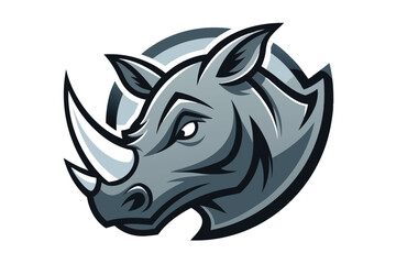 illustration shows a stylized rhino head in gray shades on a white backdrop