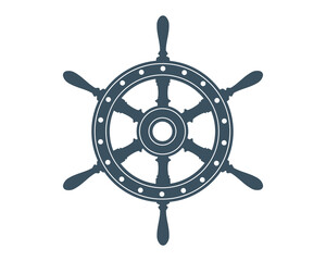 Obraz premium Nautical steering wheel vector illustration. Clean, minimalist design evoking adventure, guidance, and control. Ideal for themes relating to sailing or leadership.