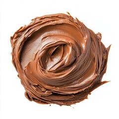 Chocolate swirl frosting closeup on white background