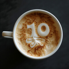 cappuccino foam art of number 10