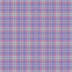 Top textile pattern seamless, home texture check vector. Creativity plaid tartan background fabric in pink and blue colors.