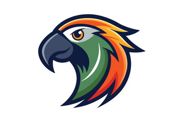 Macaw side view with orange and green plumage creates striking avian emblem