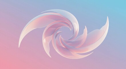 Obraz premium Abstract Swirling Pink and Blue 3D Render Fluid Organic Shapes Pastel Color Palette Design