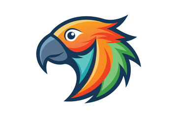 Obraz premium Colorful parrot bird profile showcases orange, red, green and blue feathers vividly