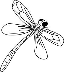 Dragonfly side angle hand-drawn dragonfly sketch vector illustration