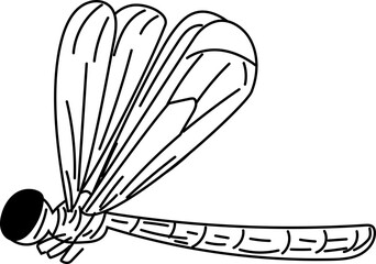 Dragonfly curved tail hand-drawn dragonfly sketch vector illustration
