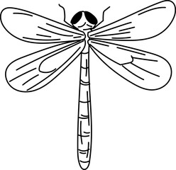 Dragonfly wide angle hand-drawn dragonfly sketch vector illustration